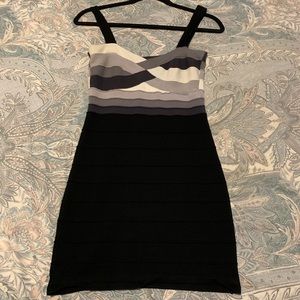 Black white and grey bandage dress